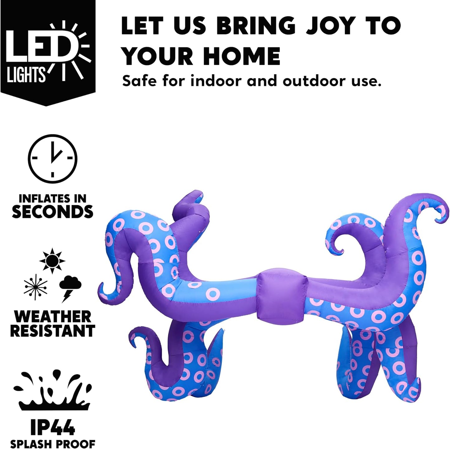 Tronco inflable Halloween con LED 8 tentáculos pulpo