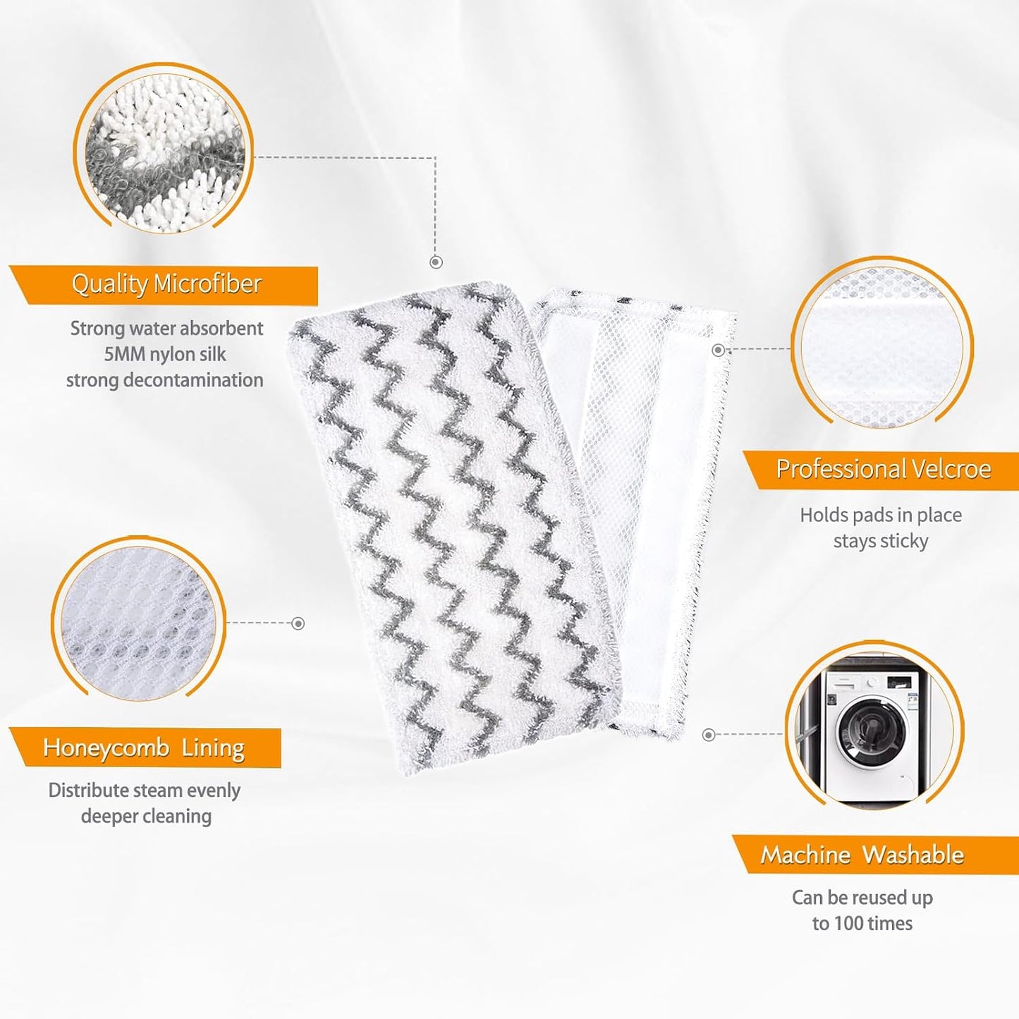 4 Pzas Almohadillas Microfibra para Mopa Vapor Shark S1000