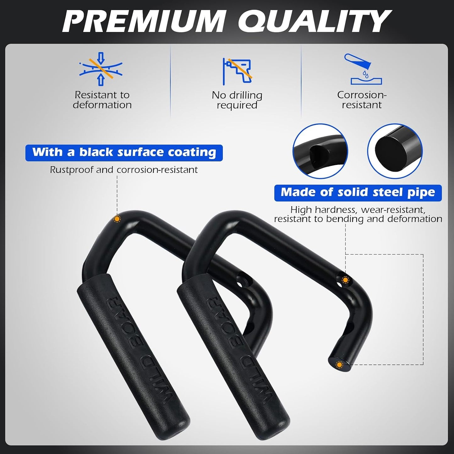 Set 16 asas agarre Jeep JK 07-18 negro acero inox