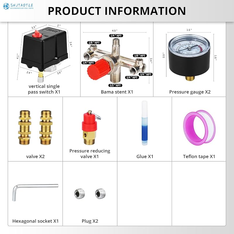 Válvula control compresor aire 90-120PSI 110-240V