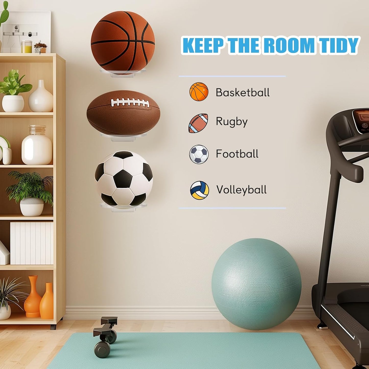 Soporte pared acrílico para baloncesto 2uds transparente