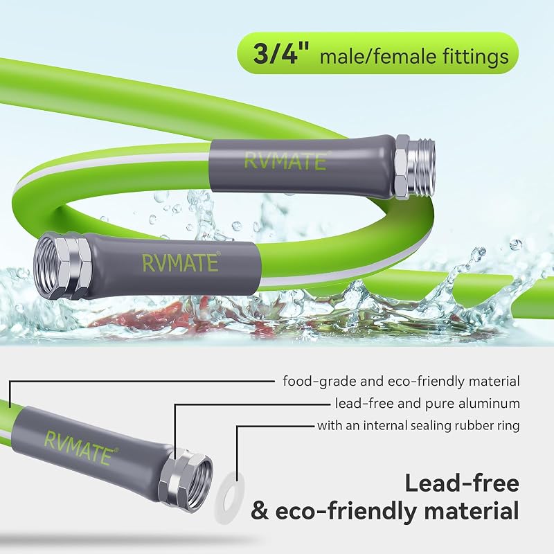 Manguera agua RV 75ft 5/8" libre plomo sin fugas