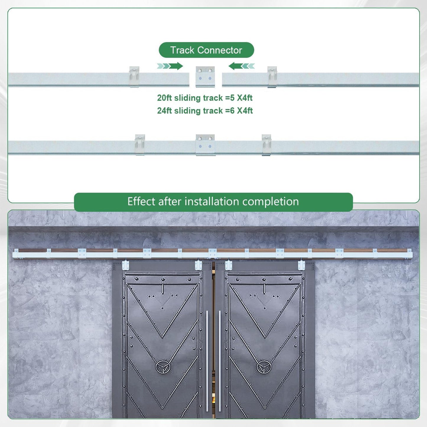 Kit pista caja exterior 24ft puerta corrediza granero