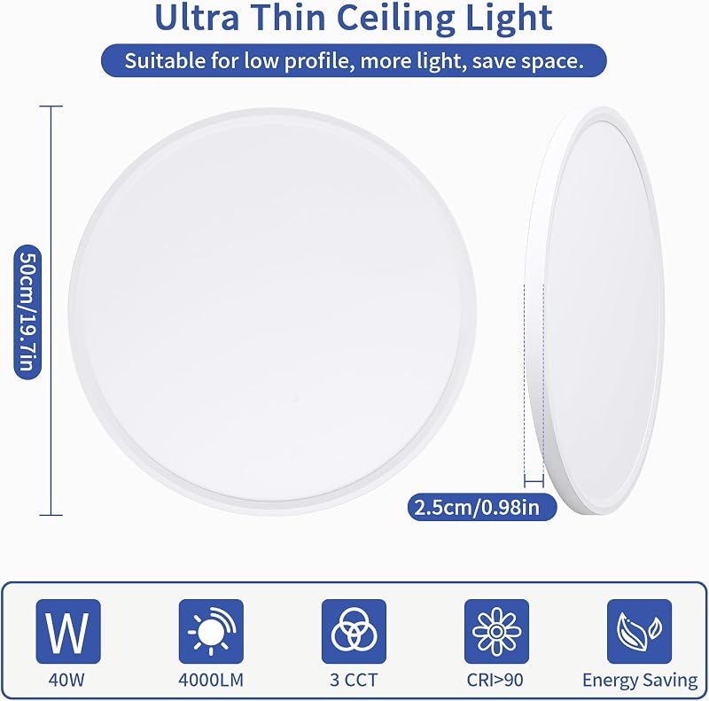 Lámpara techo led redonda regulable 3000K/4000K/6500K blanca