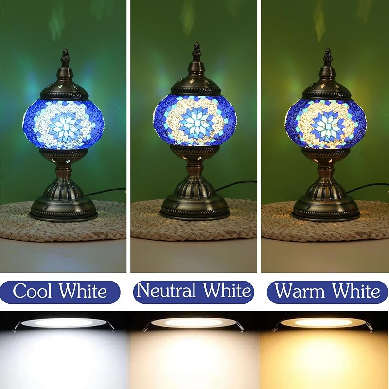 Lámpara mesa mosaico turco luz nocturna 3 colores