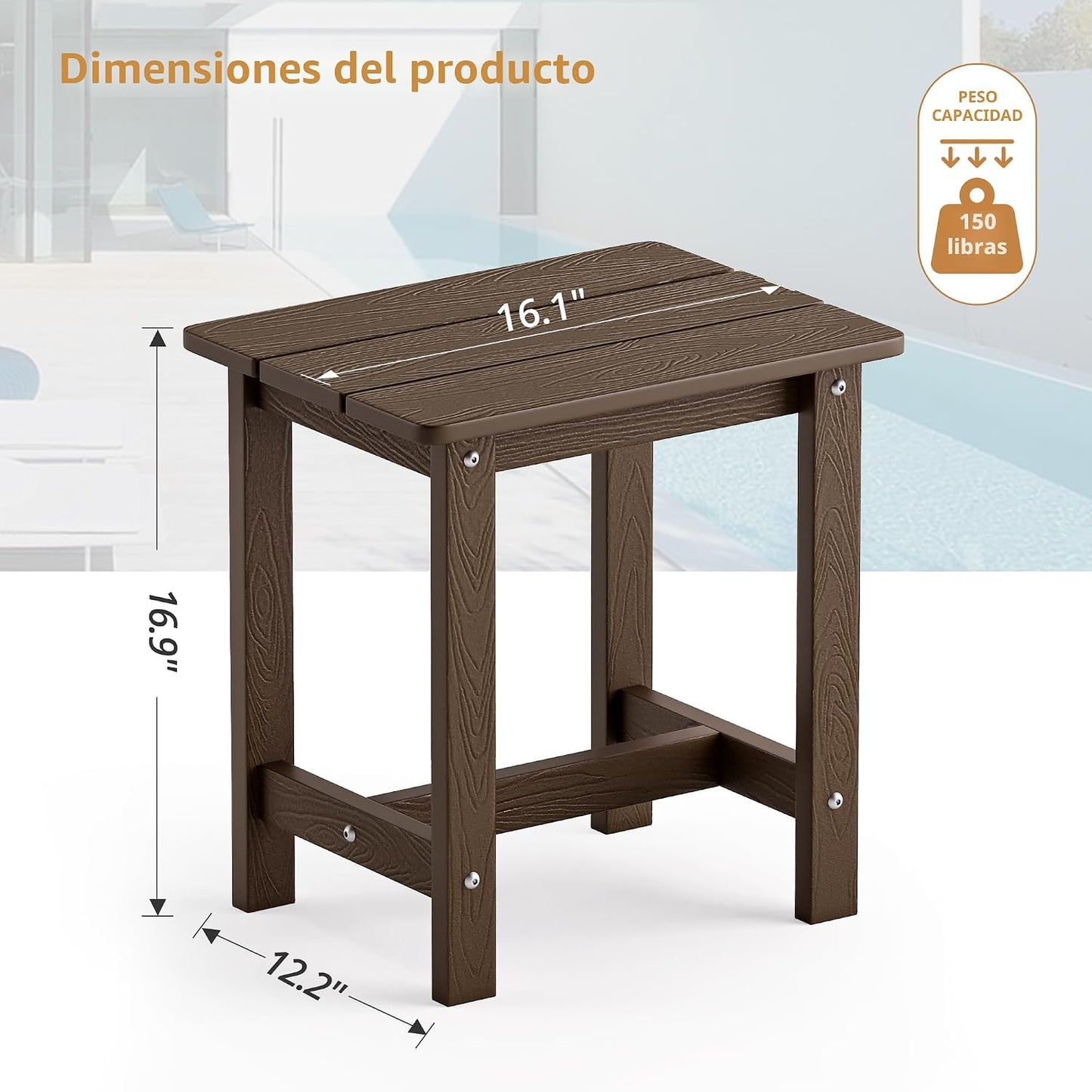 Mesa auxiliar exterior Adirondack resistente