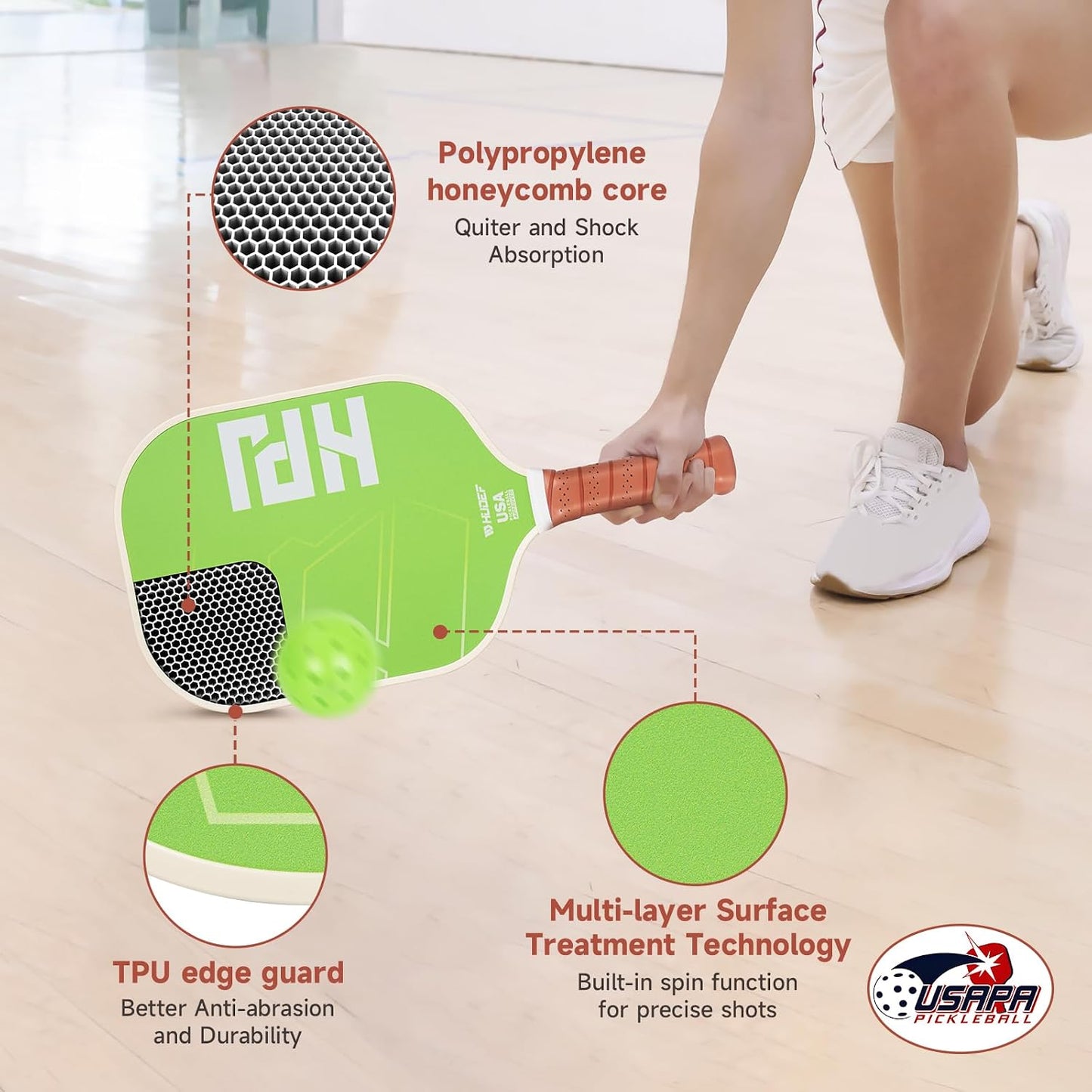 Set paletas pickleball fibra vidrio 4 pelotas bolsa
