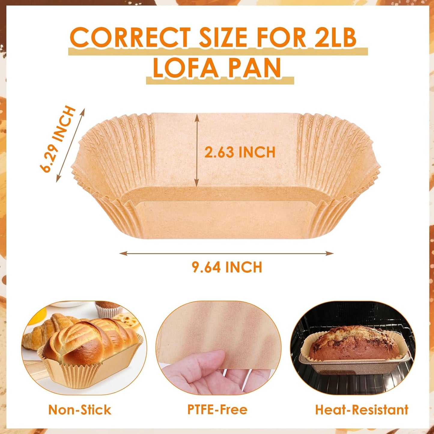 200 Forros Pan 9x5pulg para Hornear Pergamino