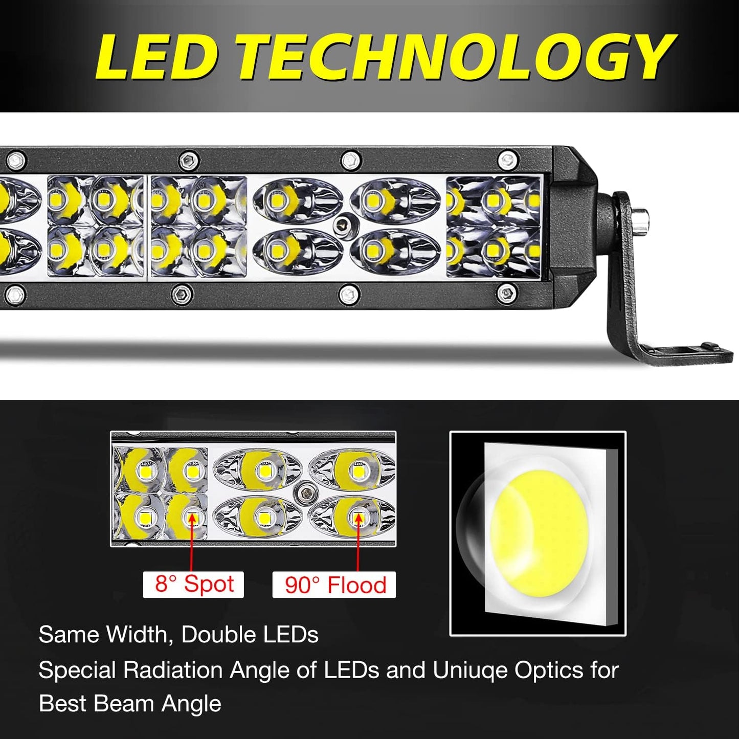 Barra luz LED 22" doble fila 180W haz combinado