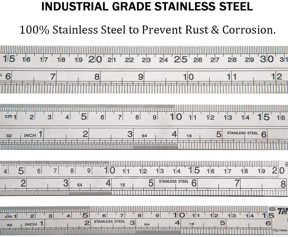 Regla acero inox 6-16 pulg set 4