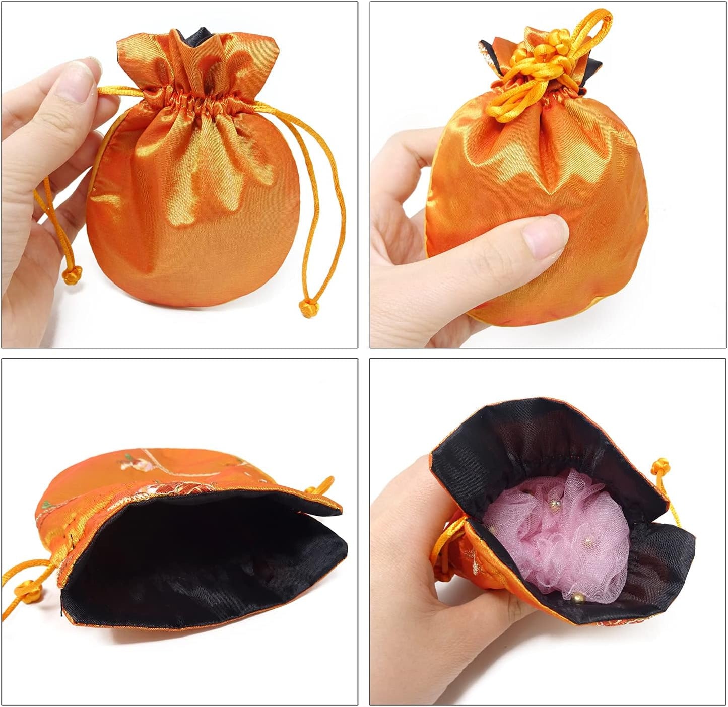 Bolsas joyería con cordón brocado seda 9 Pzas