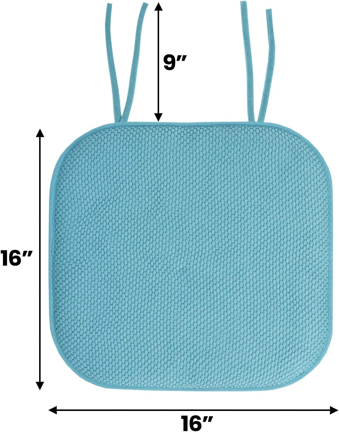 Cojines espuma viscoelástica 16x16pulg con tiras teal set 4
