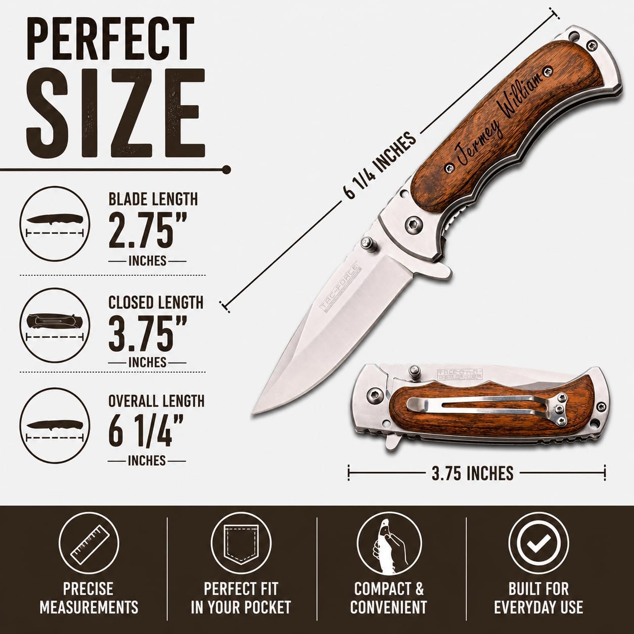 Cuchillo plegable bolsillo cuchilla metal grabado