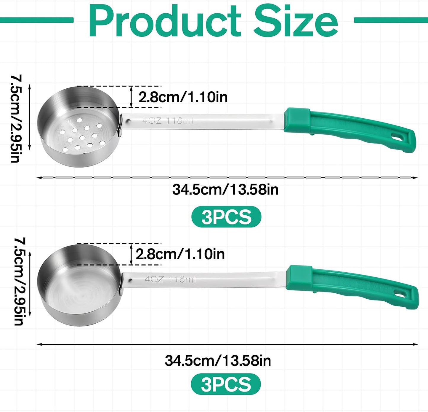 6 Cucharas Servicio Acero Inox 4oz para Medir Alimentos