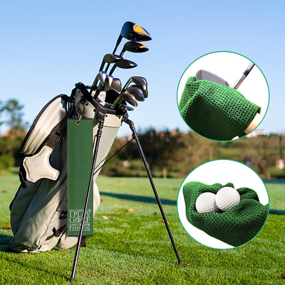 Toalla golf bordada verde con clip regalo Acción de Gracias