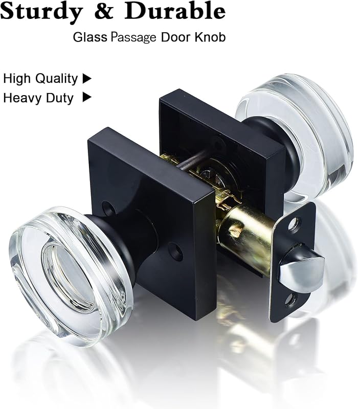 Pomos puerta vidrio paso interior negro mate