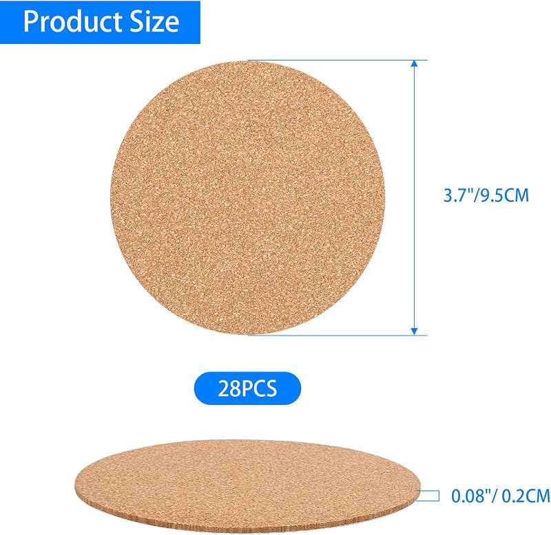 28 Posavasos Corcho Autoadhesivos 3.74pulg Hogar Decoración