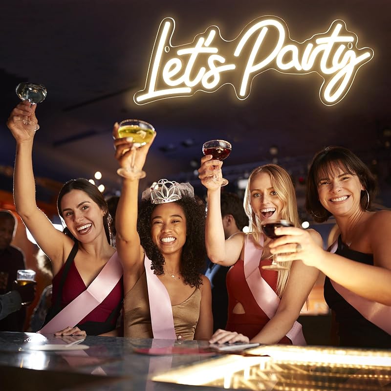 Letrero neón LED Let's Party para decoración fiestas