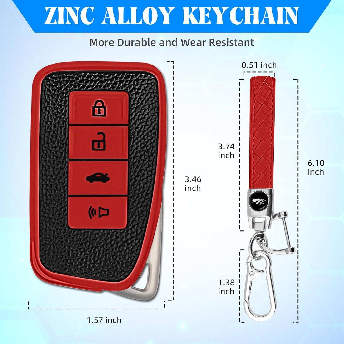 Funda llavero Lexus 2013-21 ES GS NX LS RX RC Rojo