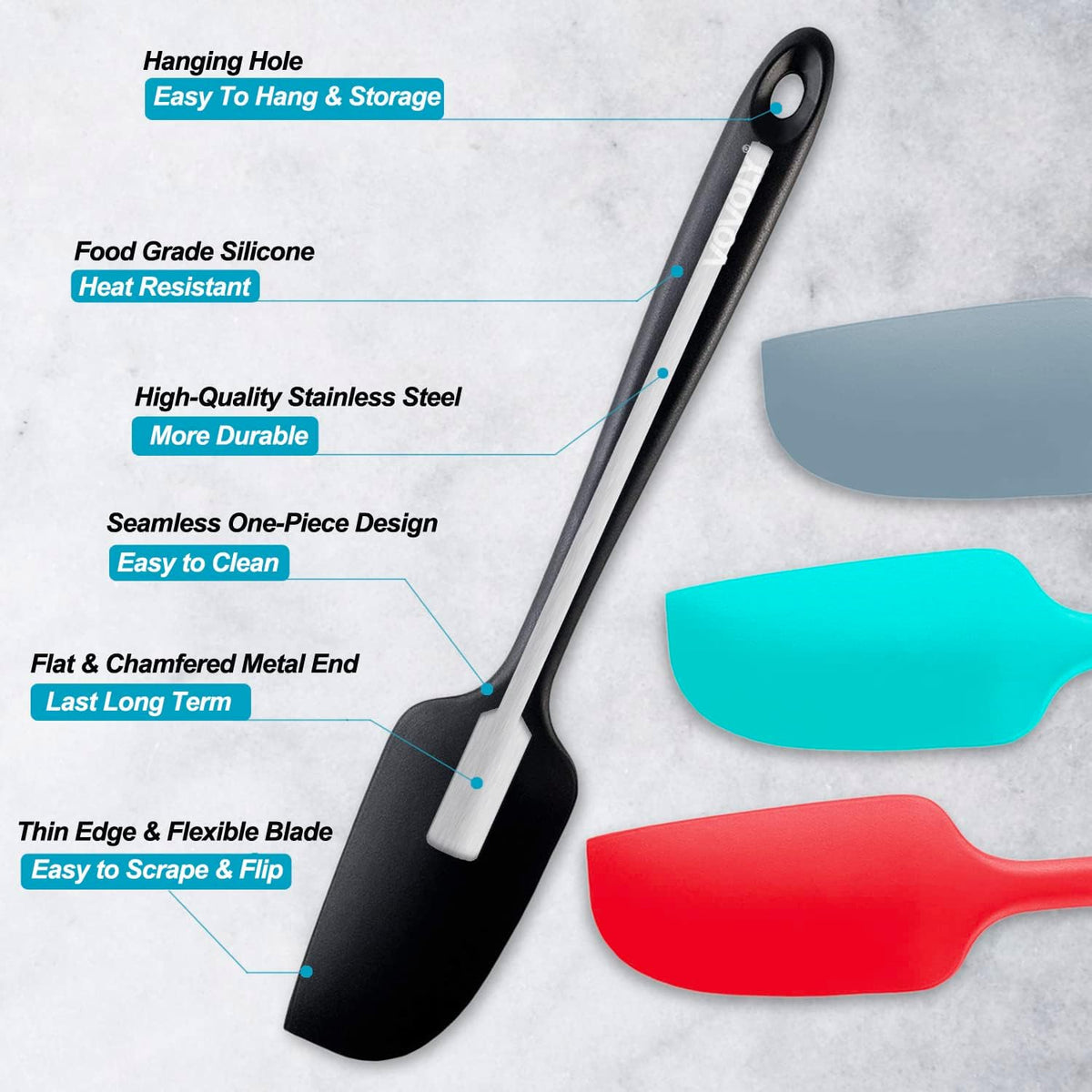 Espátula silicona antiadherente 8.8pulg para cocinar