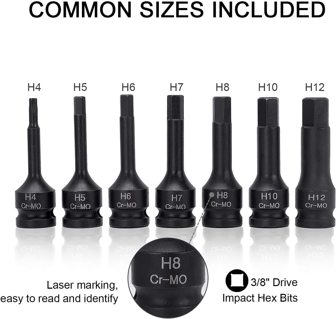 Set llaves hex 3/8" 7 pzas Cr-Mo herramientas