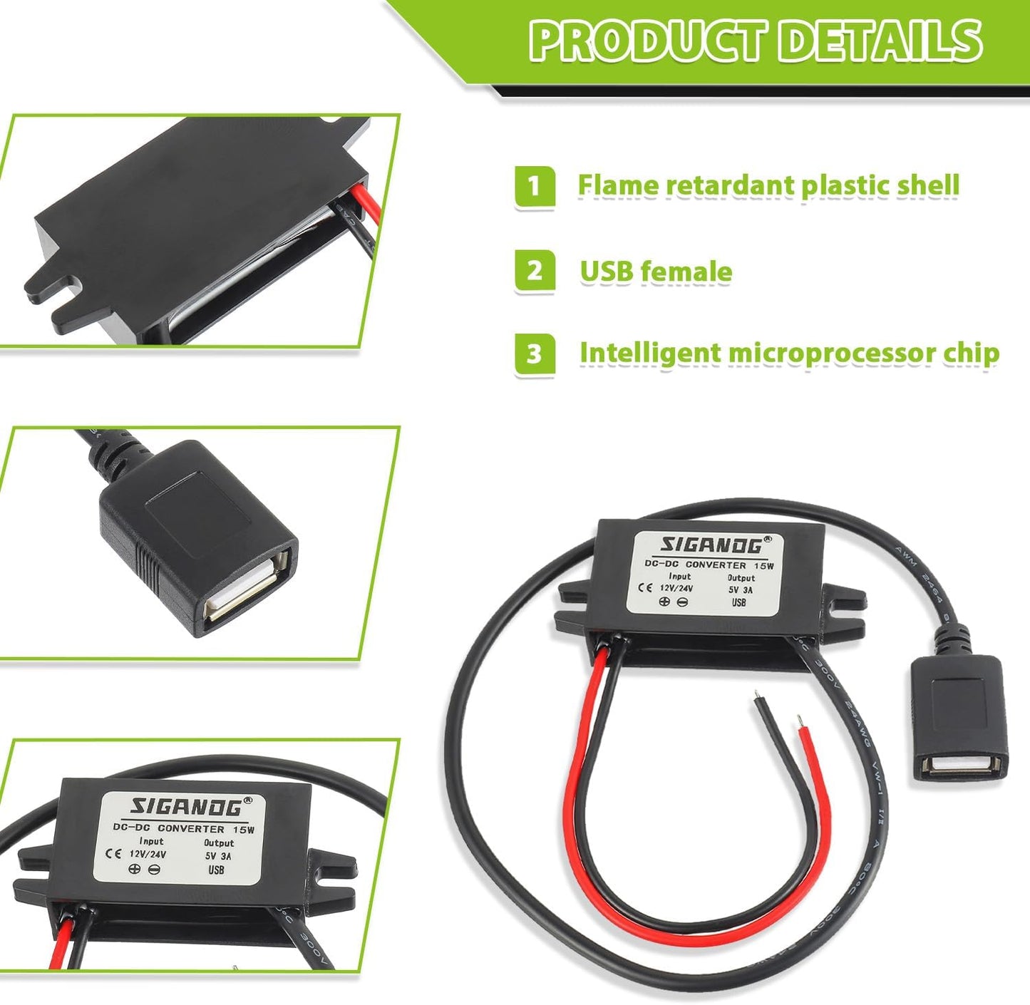 Módulo Buck convertidor USB 12V/24V a 5V coche