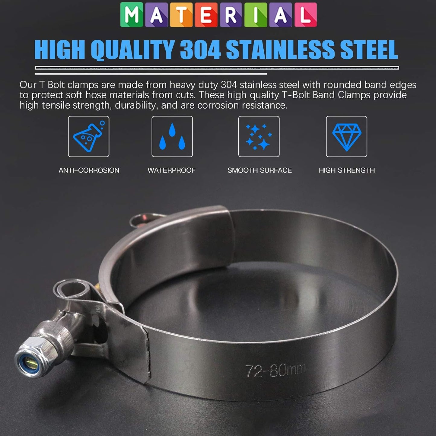 2 Abrazaderas Manguera Acero Inox T 2.756-3.150pulg