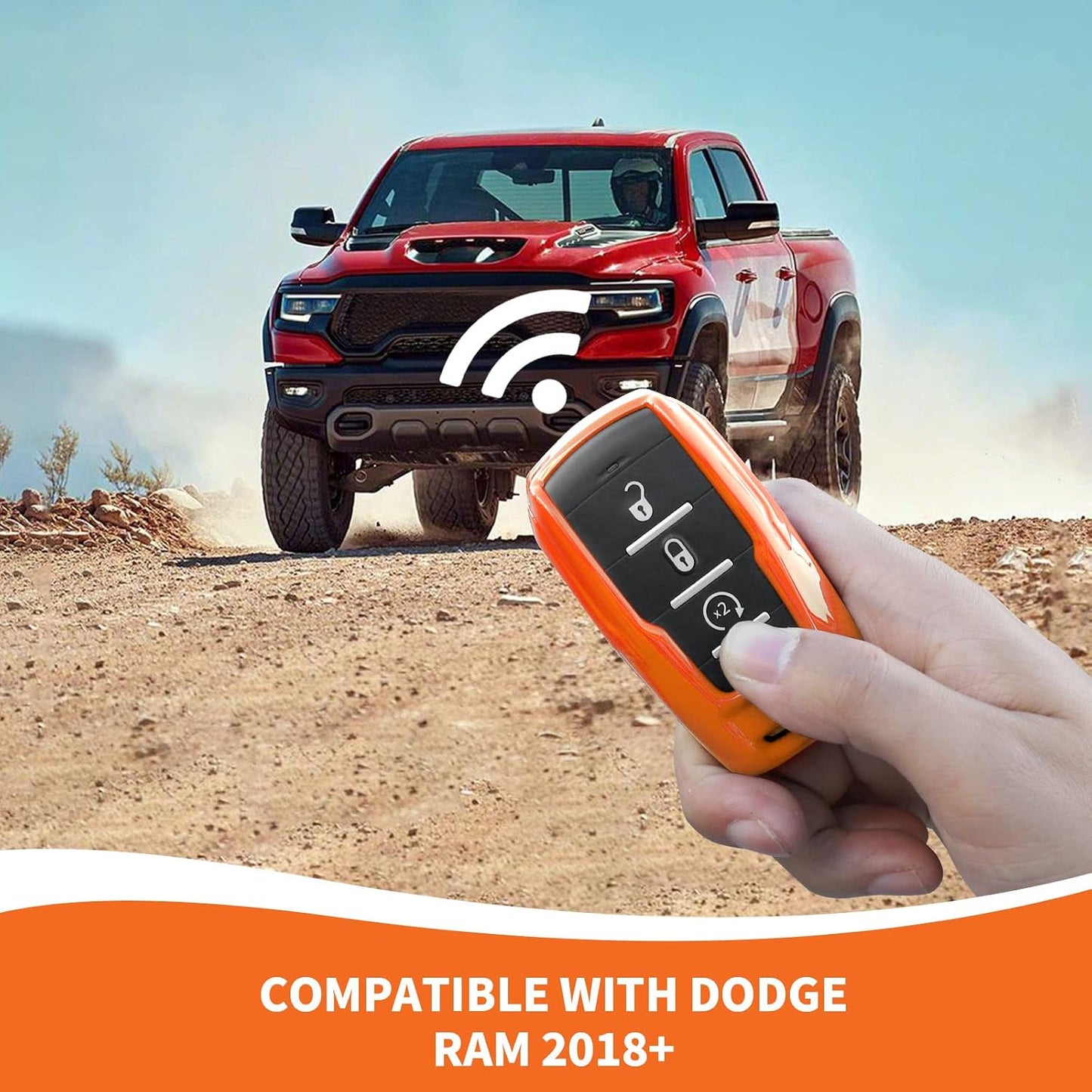 Funda llavero RAM compat Dodge 2023 naranja