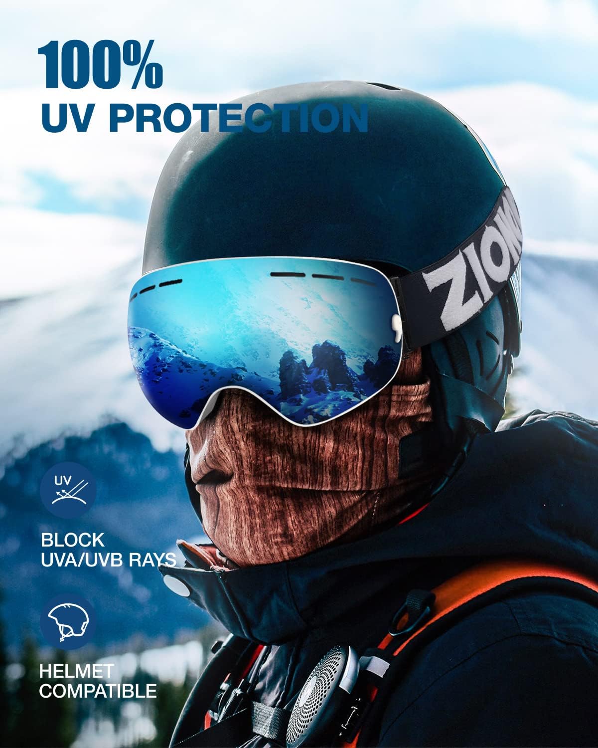 Gafas esquí con lente desmontable OTG para adultos