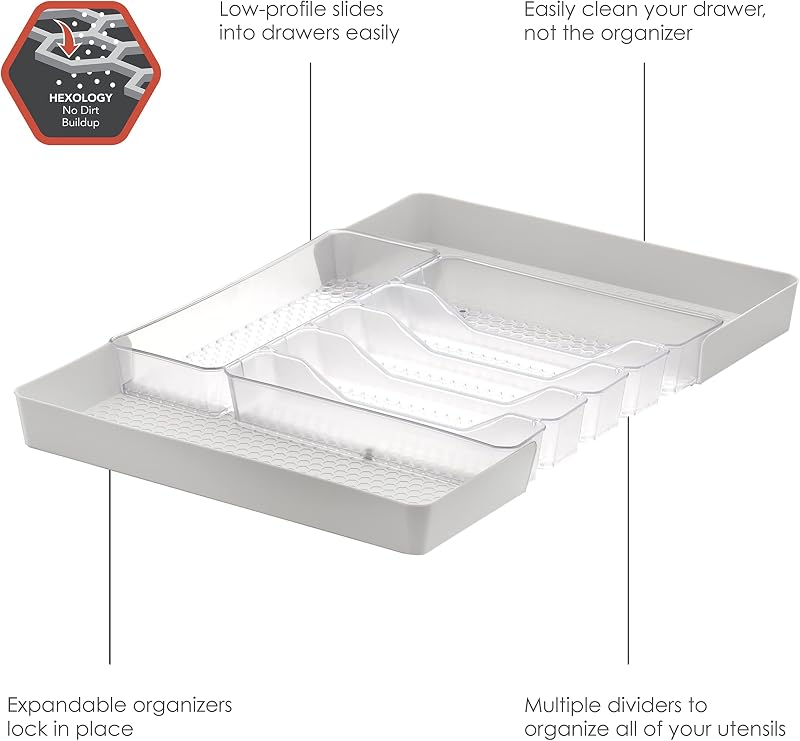 Organiz. cubiertos cajón cocina 13x16 transparente