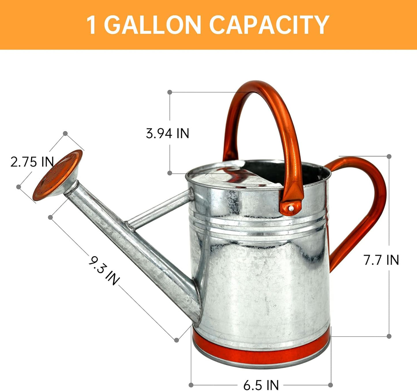 Regadera acero galvanizado pico removible 1gal tono zinc