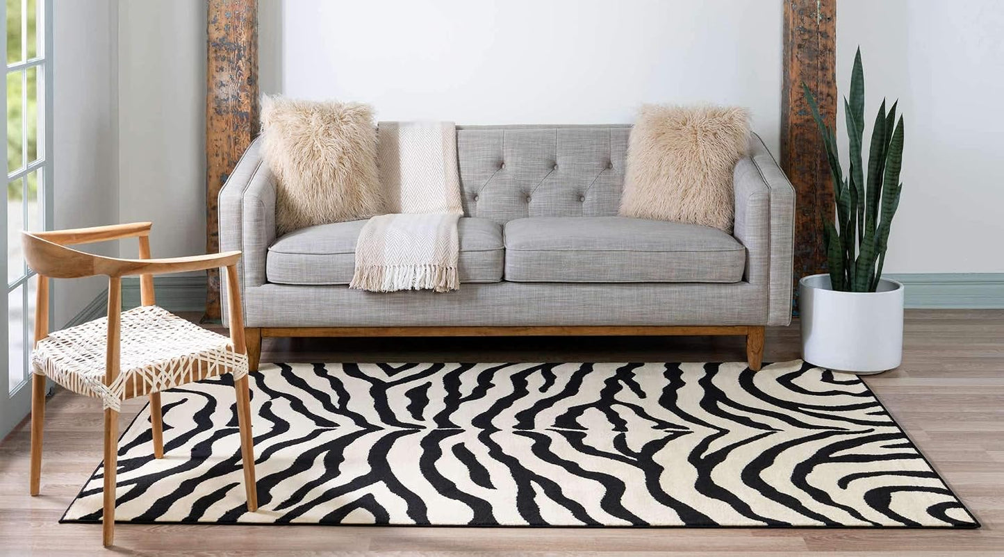 Alfombra rectangular Okapi 3'3"x5'3" color crema/negro