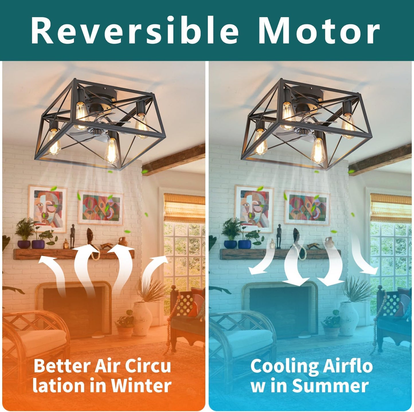 Ventilador techo jaula con luz control remoto