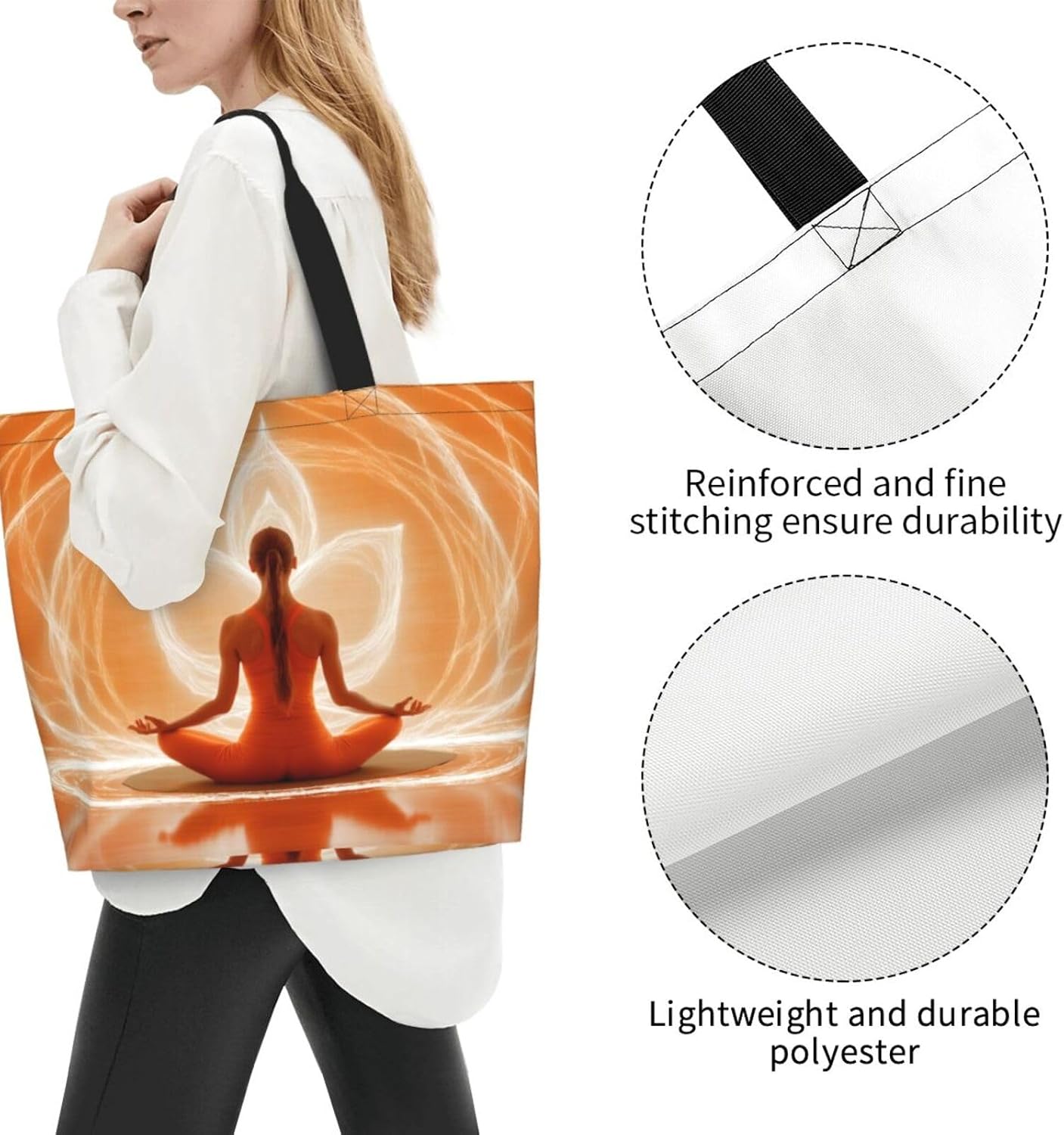Bolso hombro grande reutilizable ecológico 19.7x15.7x5.9pulg