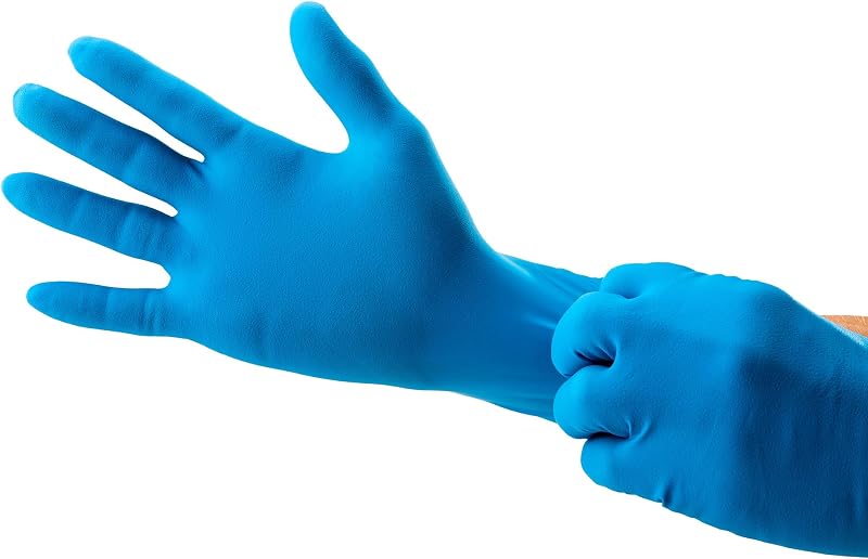 Guantes látex grueso 14mil azul industrial texturizado 50uds