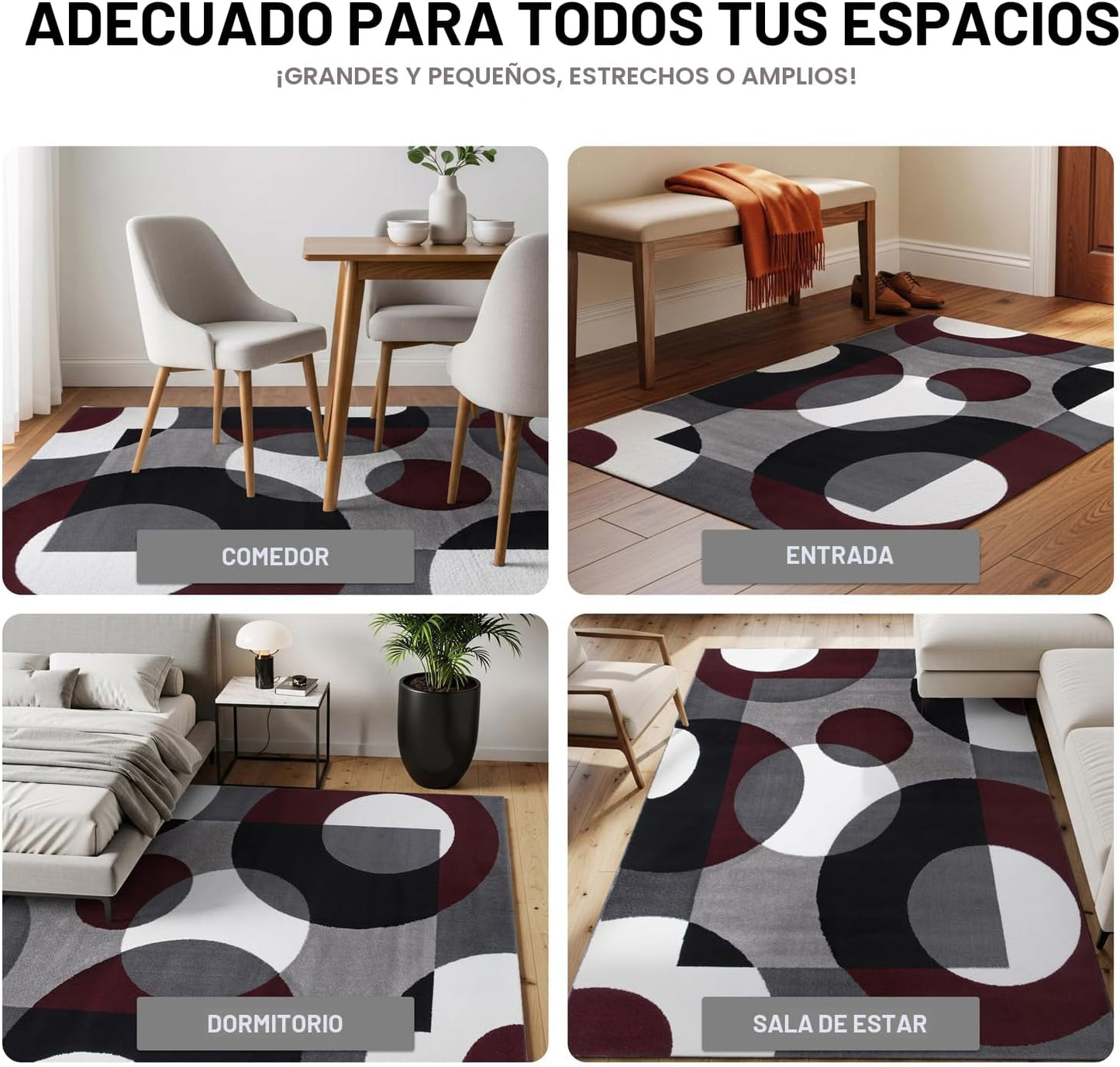 Tapete Moderno con Círculos para Sala de Estar y Decoración