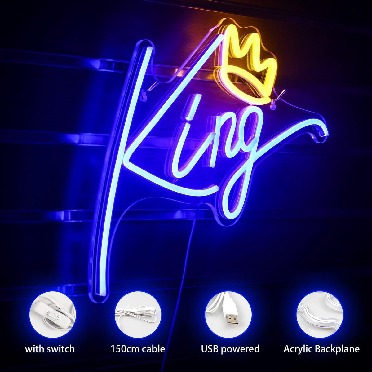 Letrero neón LED azul para dormitorio niños
