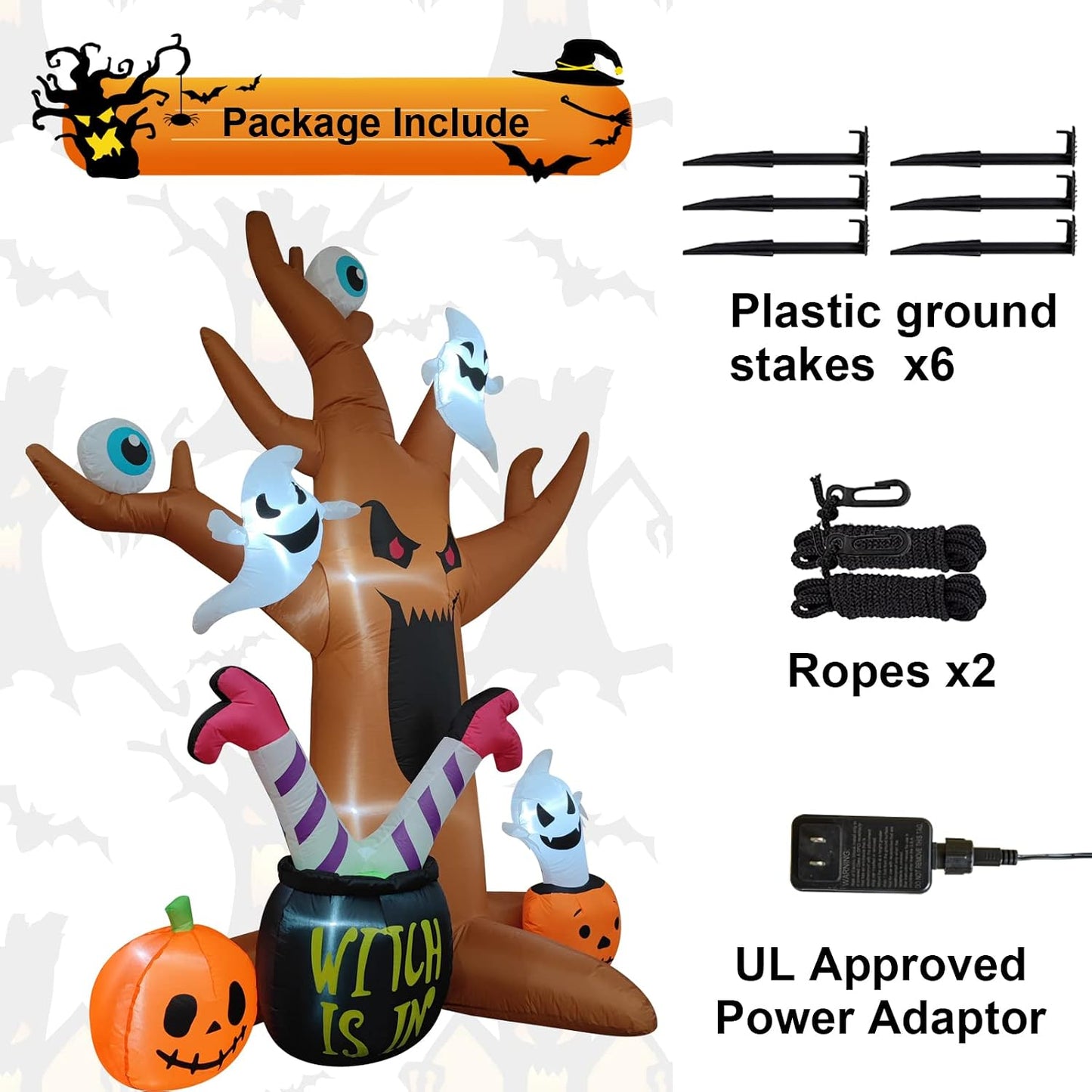 Decoración inflable Halloween 8ft con luces LED exteriores