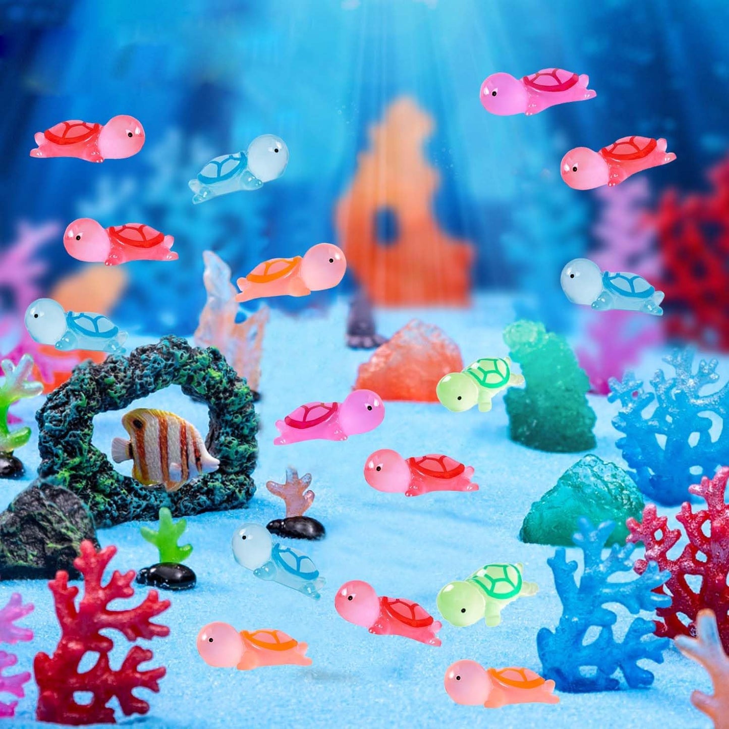 50 Pzas Tortugas Resina Luminosas Mini Figuras