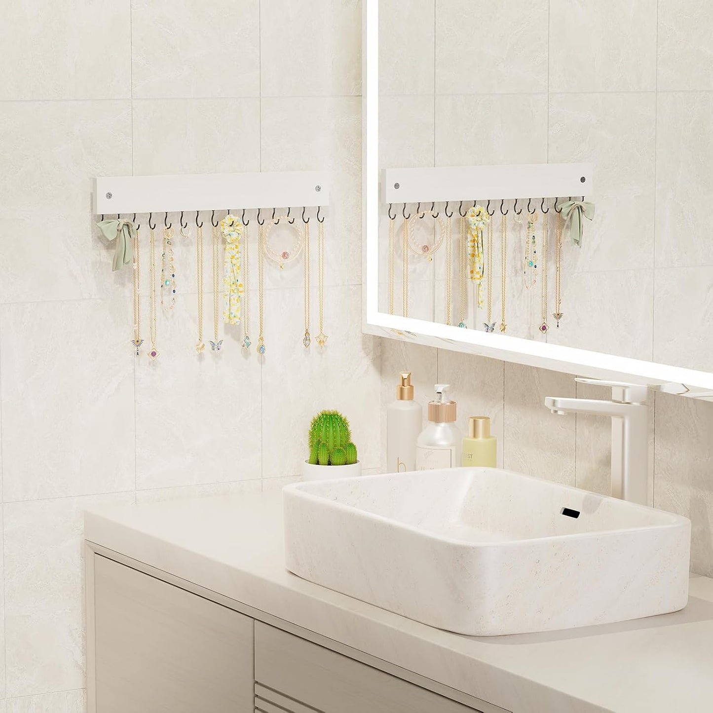 Soporte pared madera 15 ganchos colgador joyas
