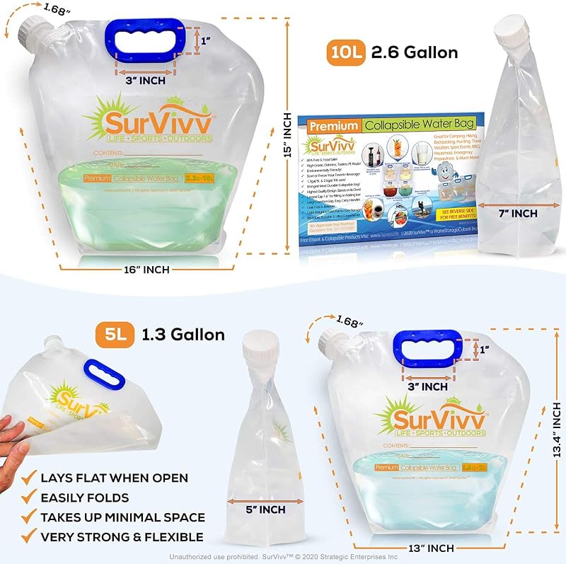 Bolsa agua plegable sin fugas sin BPA transparente deporte