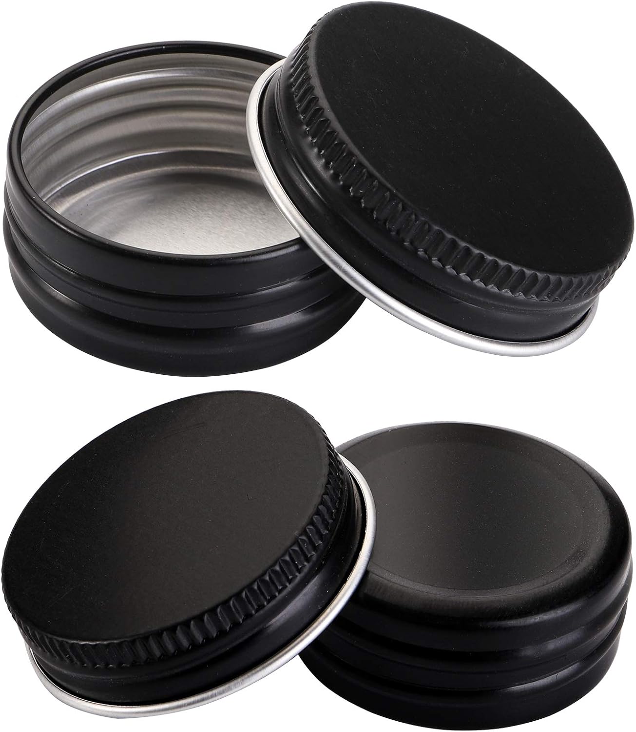 100 Tarros Aluminio 0.5oz con Tapa Rosca Viaje Negro