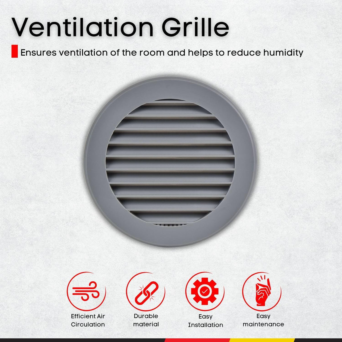Cubierta ventilación plástico 4pulg rejilla redonda gris