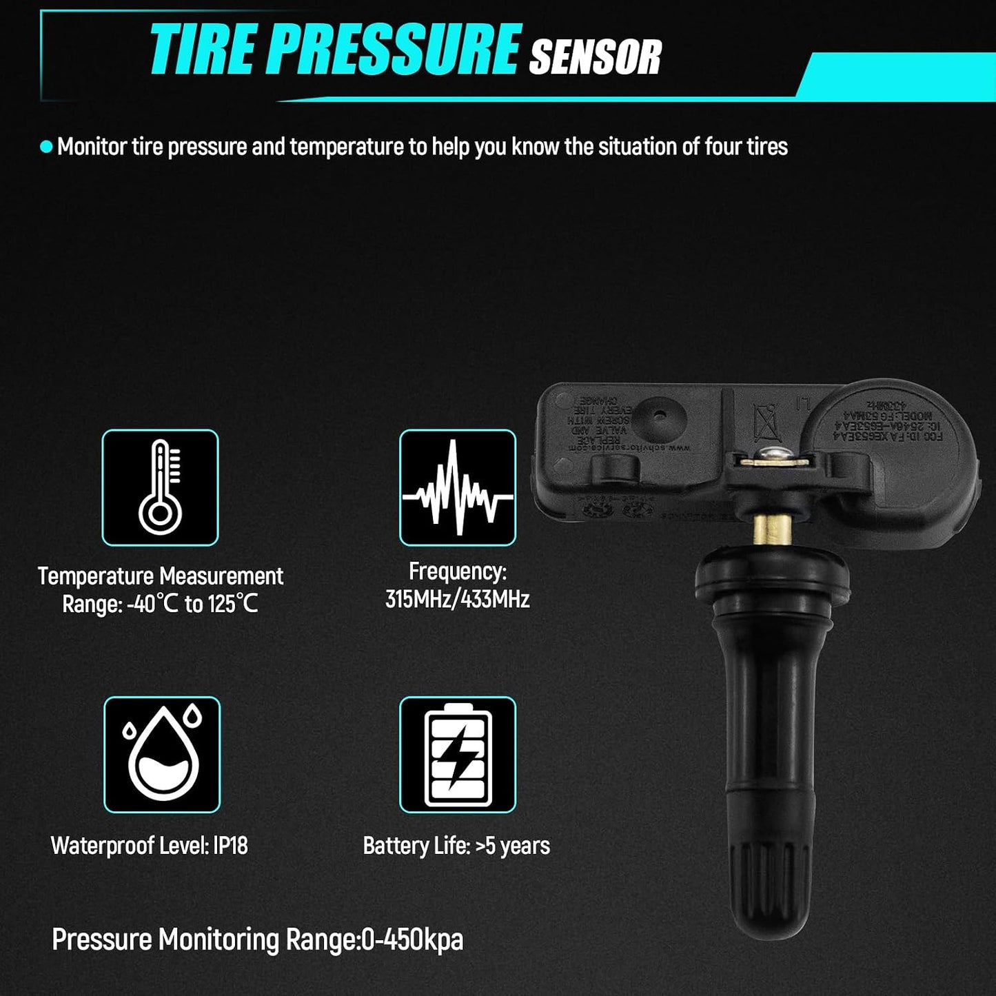 Sensor TPMS Jeep Wrangler 14-19 Grand Cherokee Dodge