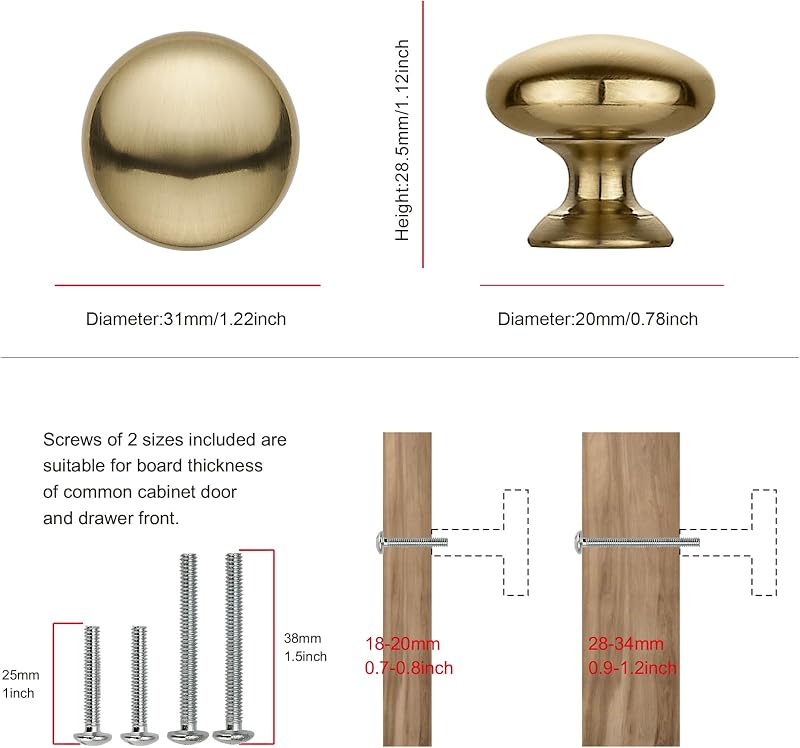 10 Perillas Bronce Champán para Gabinetes Cocina Armarios