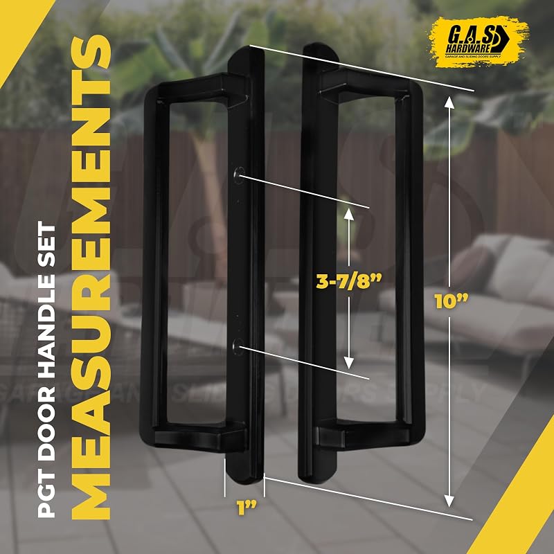 Set manijas puerta vidrio deslizante con pestillo 10"