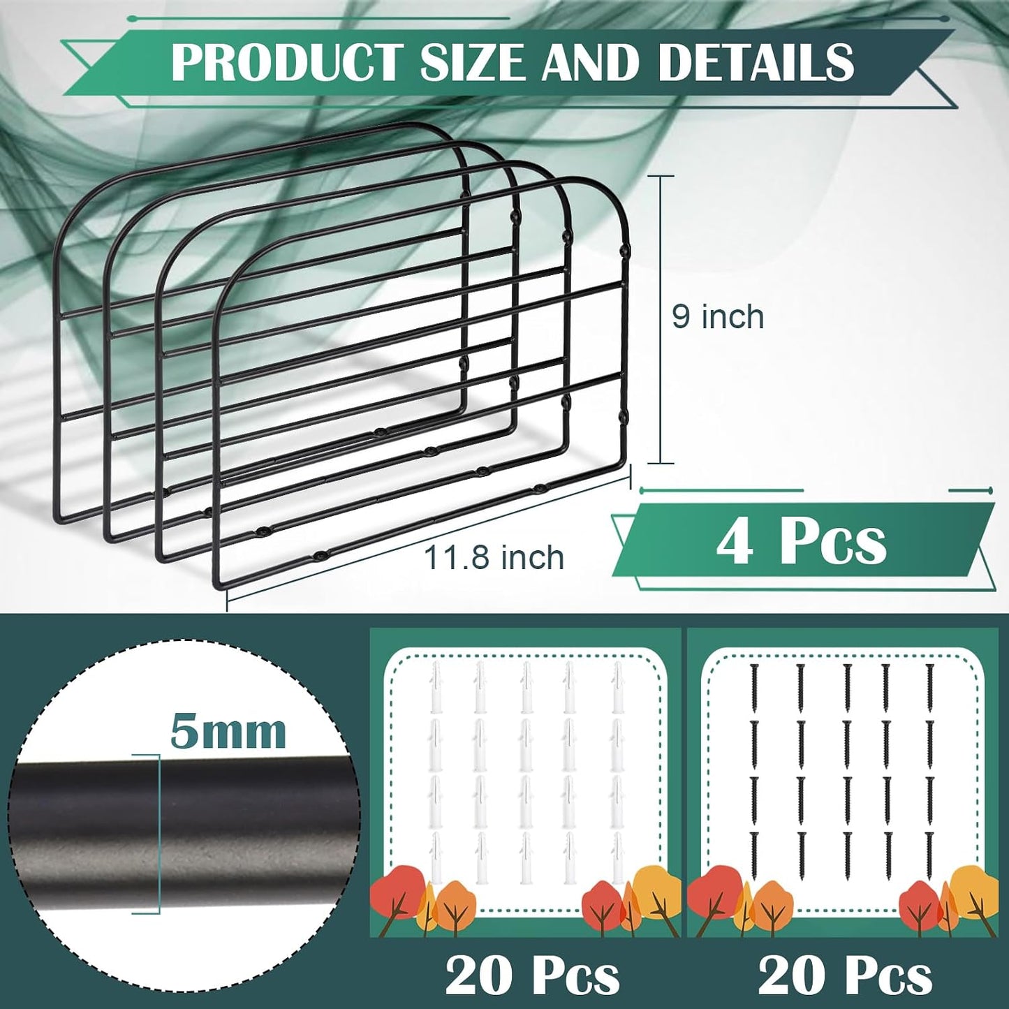 2 Pzas Separadores Gabinete 12x9pulg Metal Negro