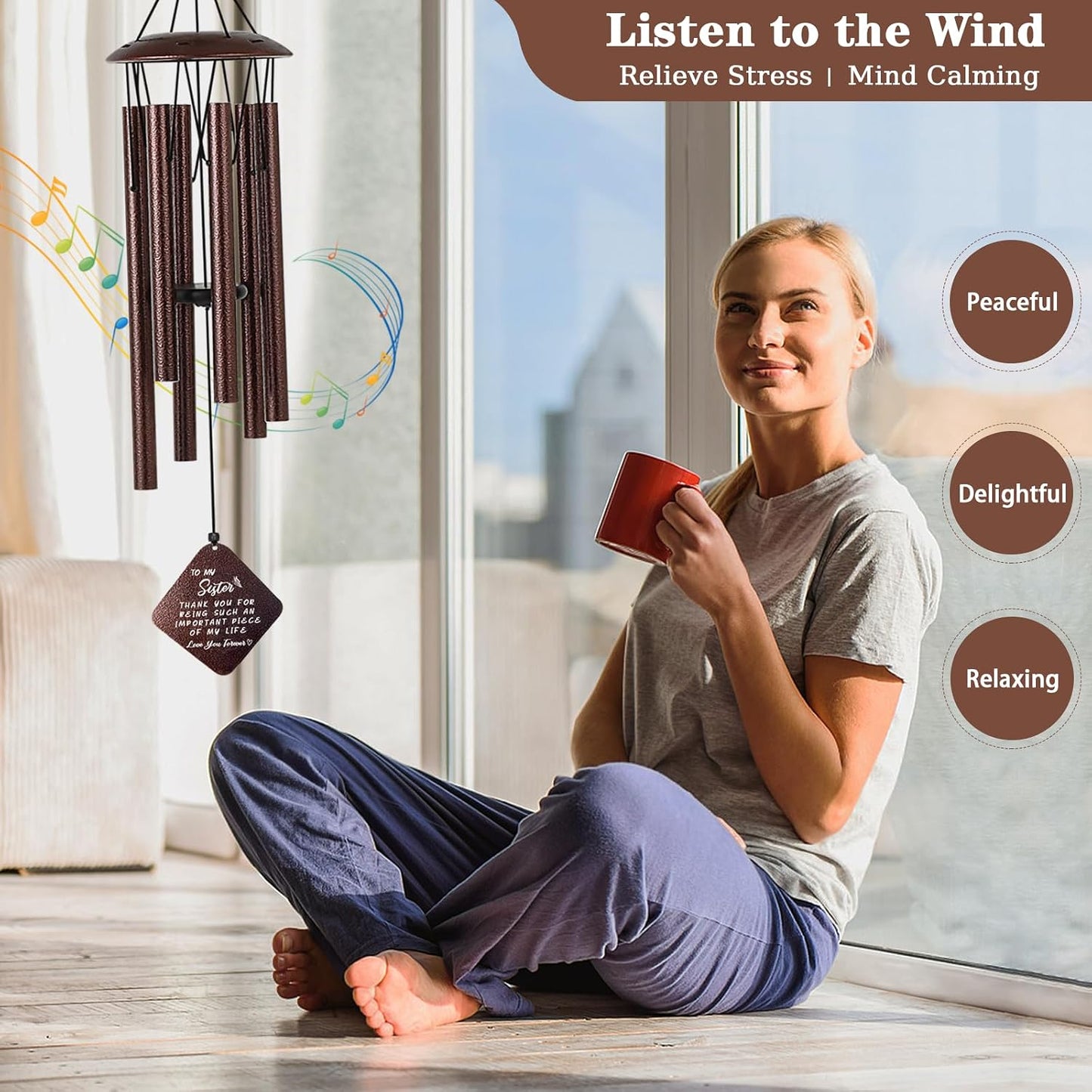 Campanillas viento bronce 32pulg regalo hermana