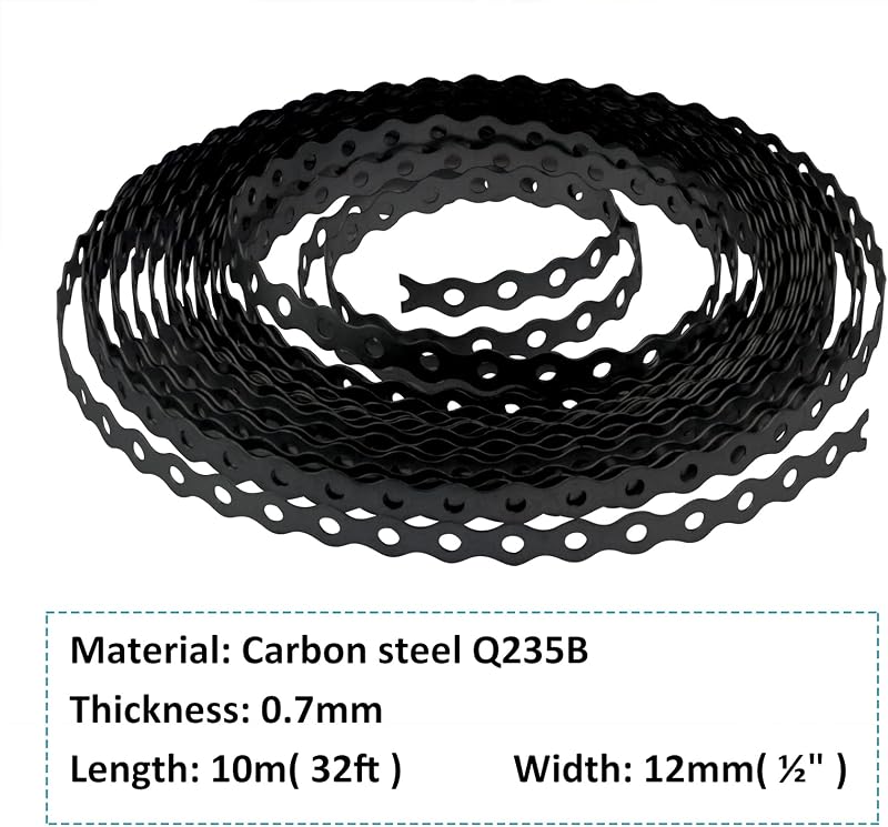 Tiras suspensión metal perforado negro 32ft 1/2pulg tubo acero