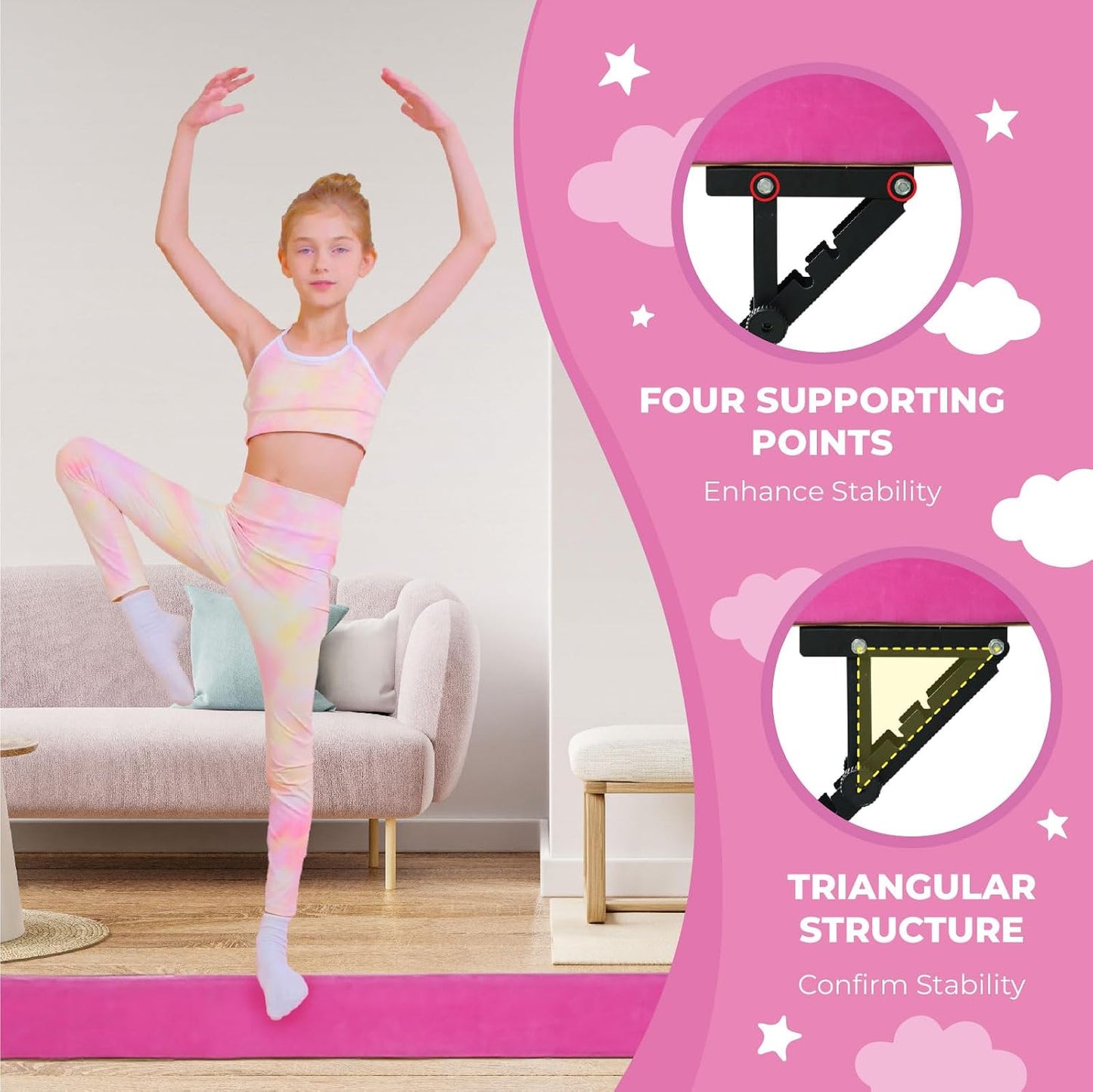 Barra equilibrio 8ft para niños espuma antiderrap